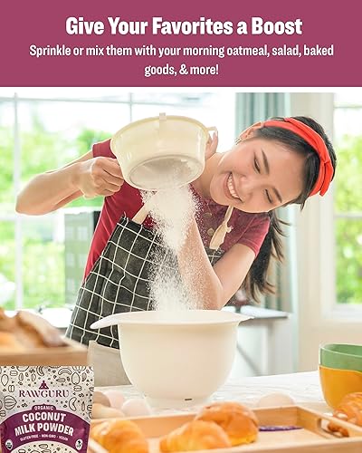Miniatura 5 de RawGuru Leche de coco en polvo  16 oz (paquete de 2)  USDA Orgánica  Sin gluten  Sin OMG  Vegana  Crema a base de plantas