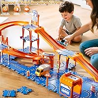 Vista 3 de Puzzle Racer - Juego de pistas de autos para niños, pistas de carreras de 4 niveles para niños de 3 a 5 años con 3 autos, piezas de tráfico