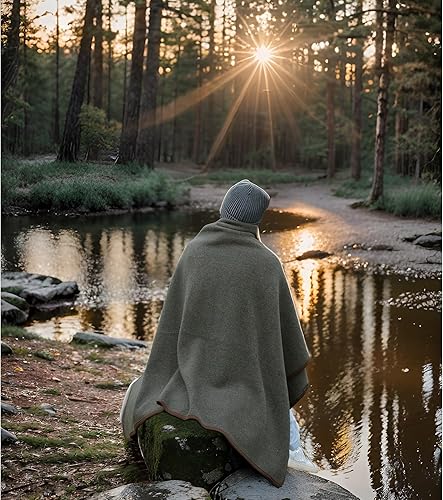 Miniatura 3 de ACUSHLA Manta de lana merina, suave, cálida, gruesa, lavable, para cama grande, para campamento, exteriores, viajes, para todas las estaciones,