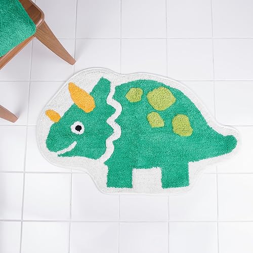 Miniatura 2 de Allure Home Creation Alfombra de baño de dinosaurio de algodón con forma de copetudo, 34 x 21 pulgadas