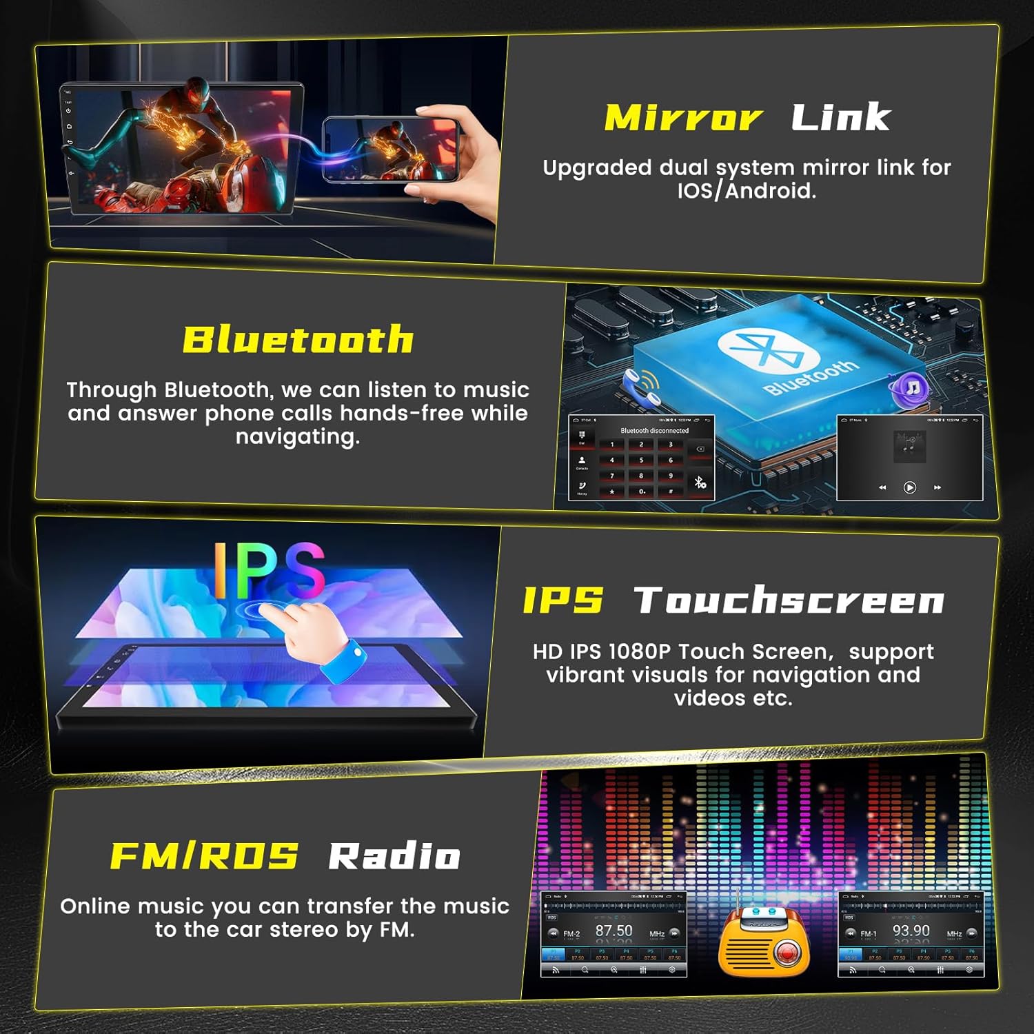 [4-Core 64G] Android 15 Car Stereo for Toyota Prius C 2012 2013 2014, Hikity 9'' Touch Screen Prius C Car Radio Wireless CarPlay Android Auto GPS Mirror Link 5G WiFi Bluetooth FM/EQ/RDS Backup Cam+MIC