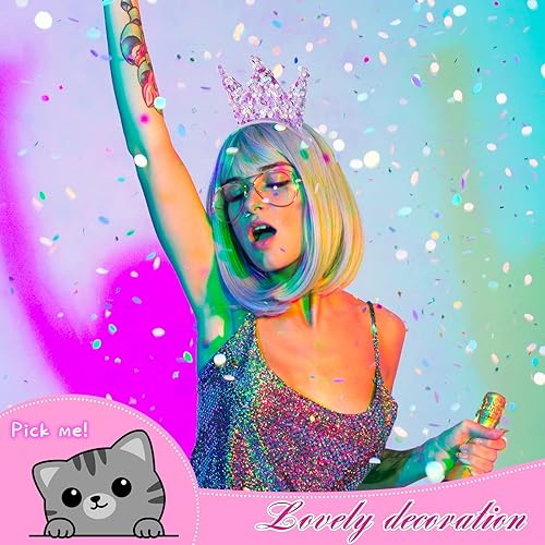 Miniatura 7 de Juexica Paquete de 12 diademas de princesa para fiestas, coronas de princesa, diadema de lentejuelas con purpurina para regalos de cumpleaños