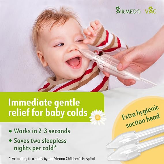 Airmed's Vac Nasal Aspirator Baby. Clinically tested, safe and gentle