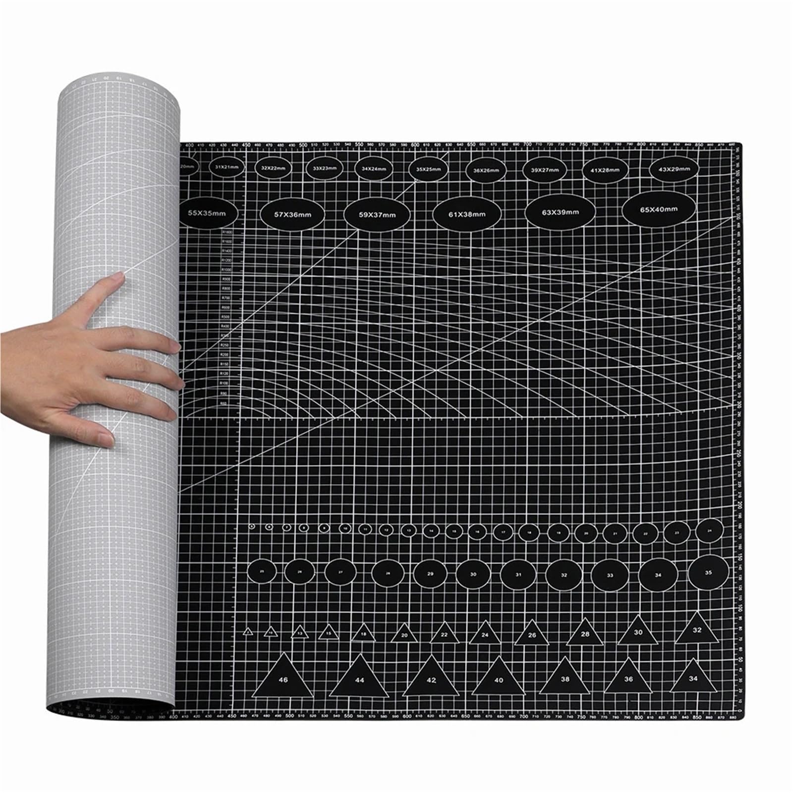Tappetino da taglio artigianale rotante, tappetino in PVC A1 35,43 x 23,62 pollici nero con grigio