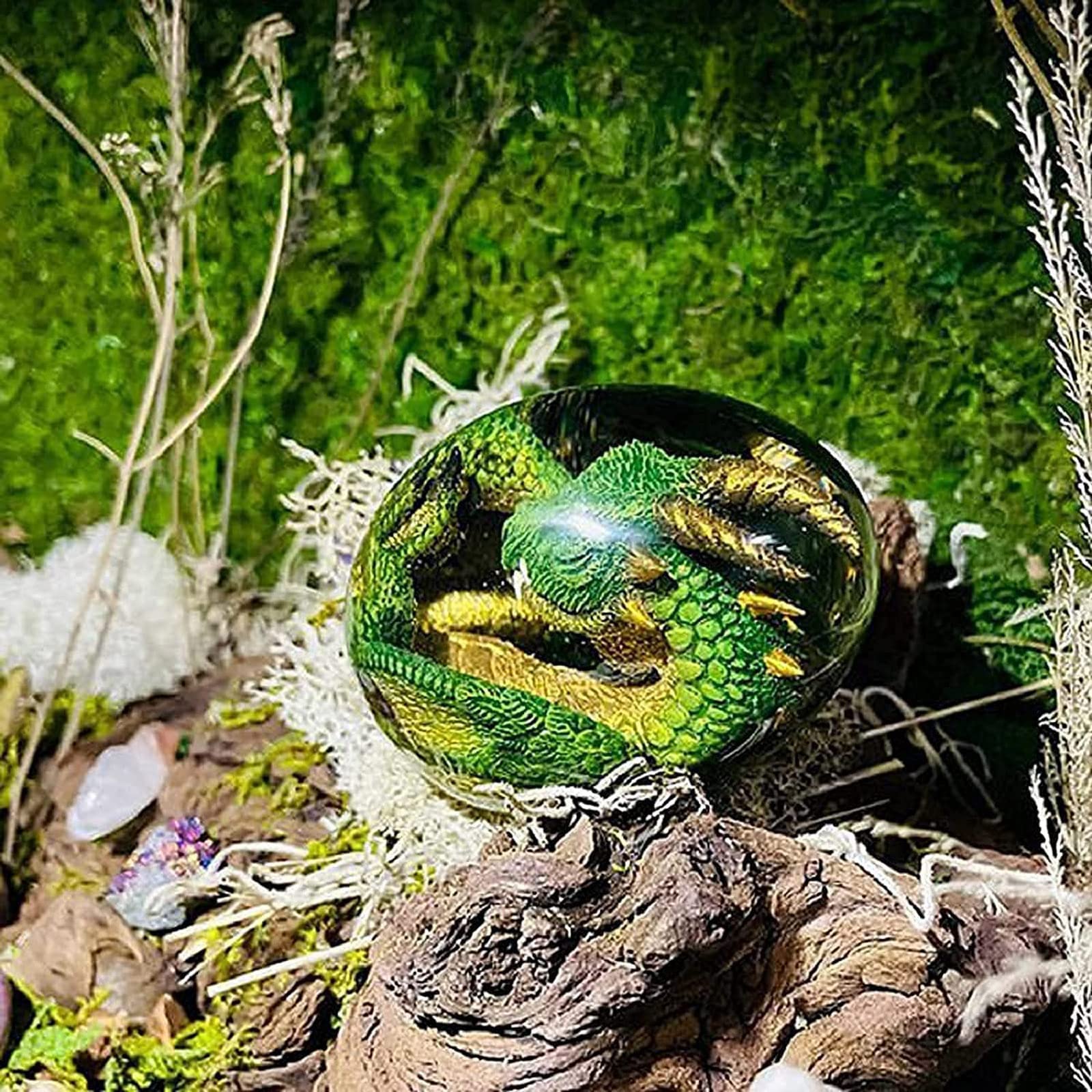 Amazon.co.jp: WKAUKGJH 溶岩ドラゴン卵結晶透明な龍の卵、発光ベース