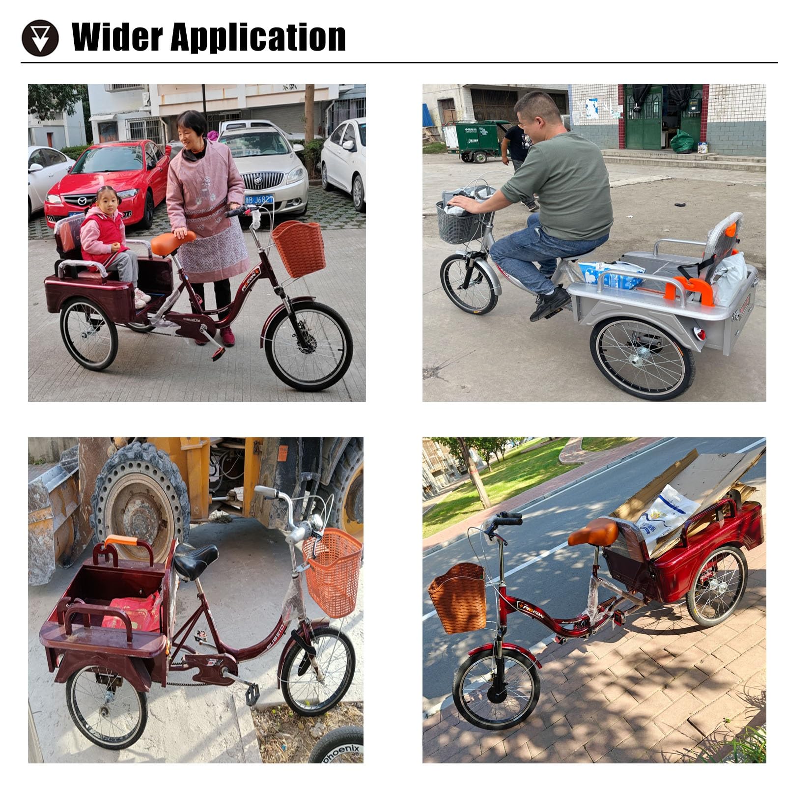 Dreirad Erwachsene Fahrrad für Transport von Passagieren und Ladung, 20-Zoll-Dreirad für Männer/Frauen/Senioren, höhenverstellbares Cruiser-Fahrrad für Radfahren/Ausflüge