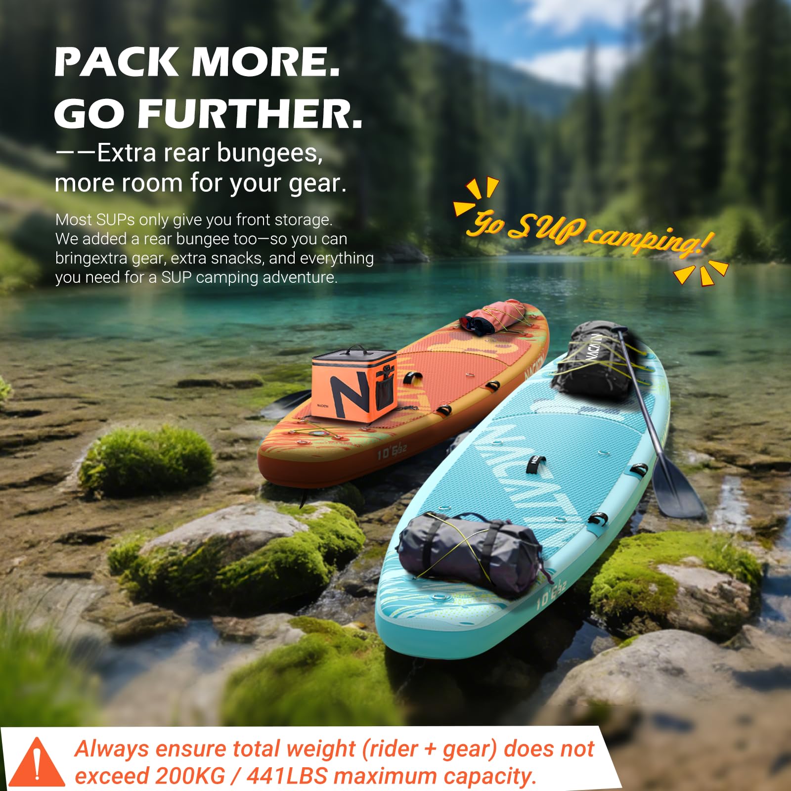NACATIN Tavola gonfiabile per paddle (arancione)