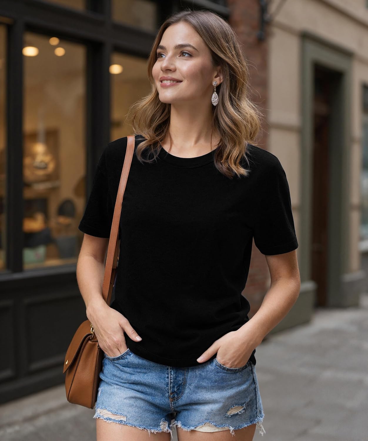 KESIHAN Womens T Shirts Casual Shirts for Women Summer Tops Crewneck Short Sleeve Fashion Solid Color Basic Tee - Image 4