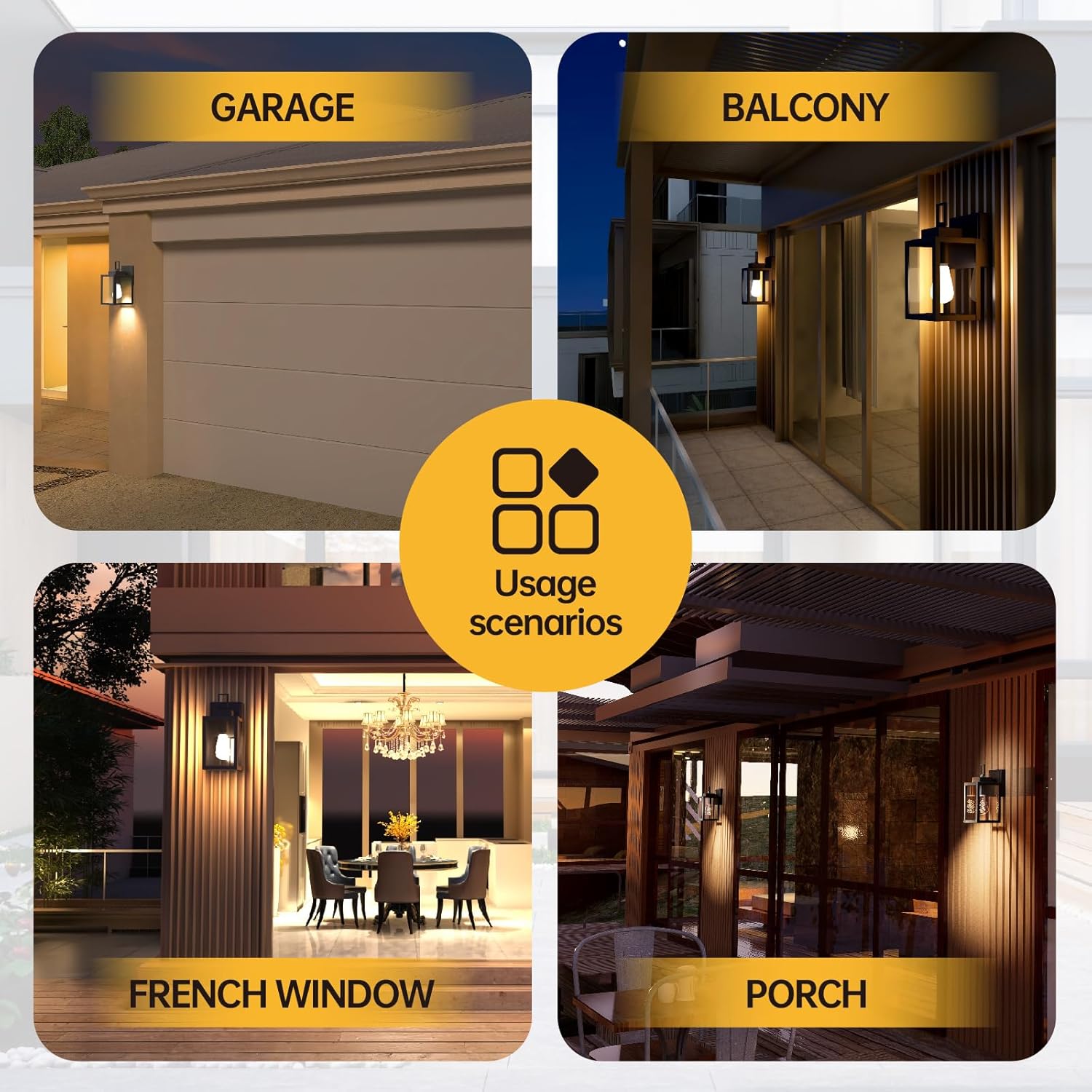 10 Inch Outdoor Lights for House, Black Porch Lights Fixture Wall Mount with Metal Frame for Front Door Garage, Weatherproof Anti-Rust Exterior Lighting Fixture, 2 Pack, Bulb not Included