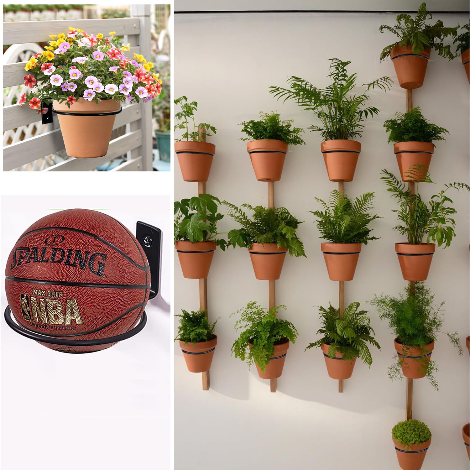 Soporte de Pared para Plantas, 6 Piezas Soporte de Pared para Plantas de 15 cm, Anillo metálico para Montaje en Pared, con Tornillos y Destornillador, para macetas, jardín, balcón, Negro
