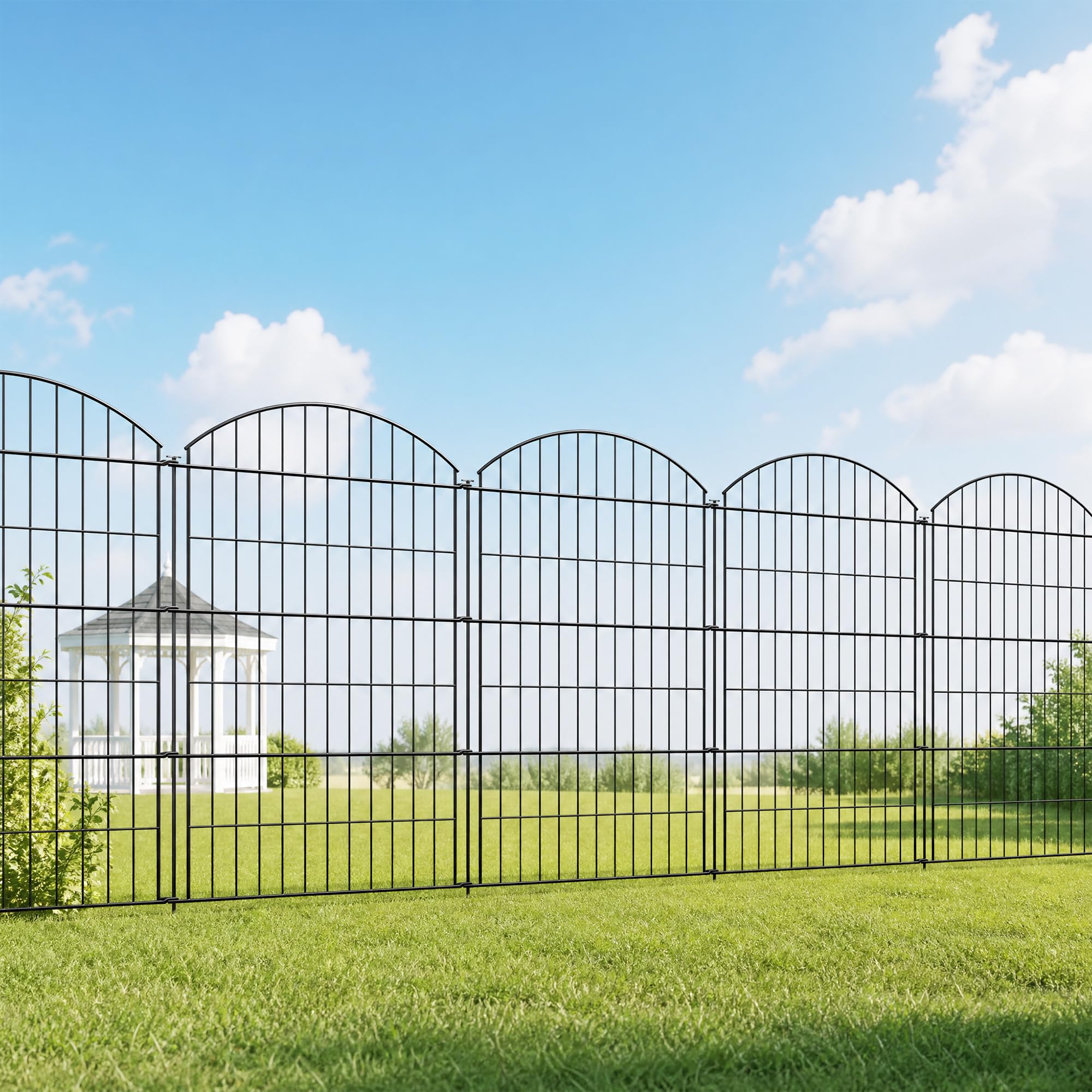 Thealyn Clôture de Jardin en Métal 101 cm H x 71 cm L, 5 Panneaux, 3,5 m Longeur Total, pour Chien et Animaux Domestiques, Clôture de Jardin, Cour, Terrasse, Parterre de Fleurs,Garden Fence