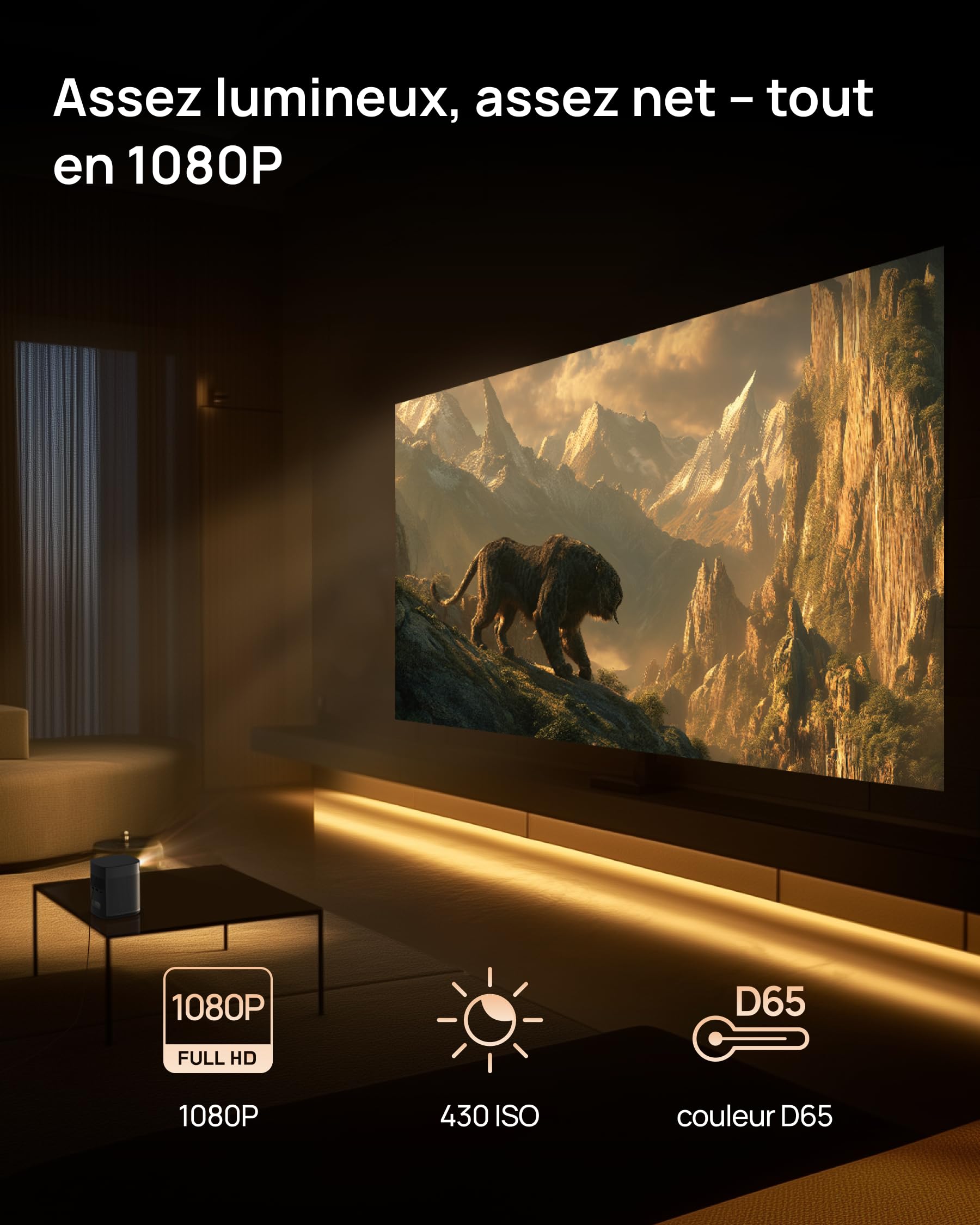 XGIMI MoGo 2 Pro (New) Mini Videoprojecteur Portable 1080p+Multi-Angle | 430 ISO, Compatible avec Google TV, Netflix, 2×8W Harman Kardon, Autofocus, Protection Oculaire, 120° Rotation