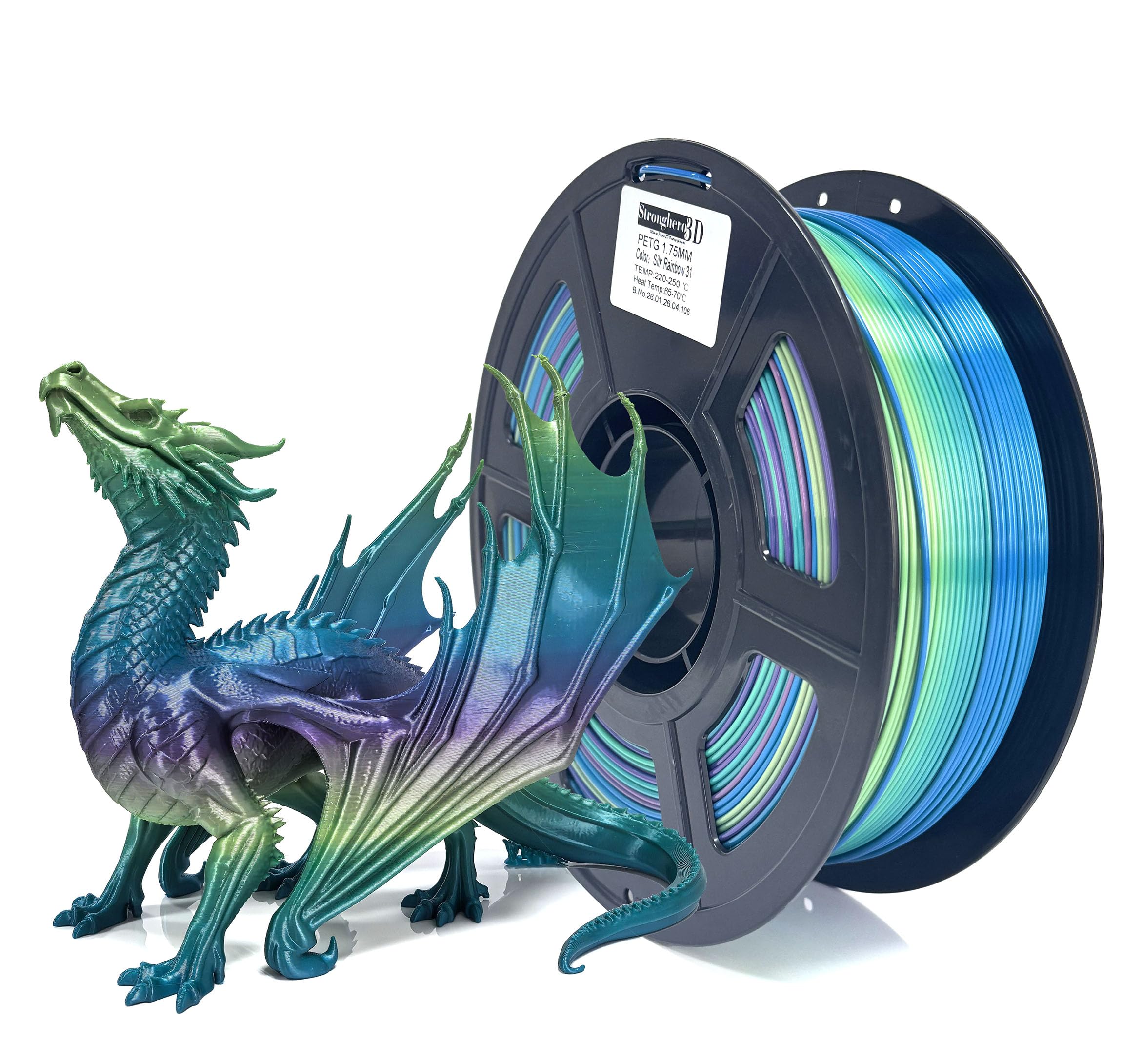 PETG Filament 1.75mm, High Speed Silk PETG Filament, Aurora Blue Green Purple, Glossy Shiny 3D Printer Filament for Fast FDM 3D Printing, 1kg Spool