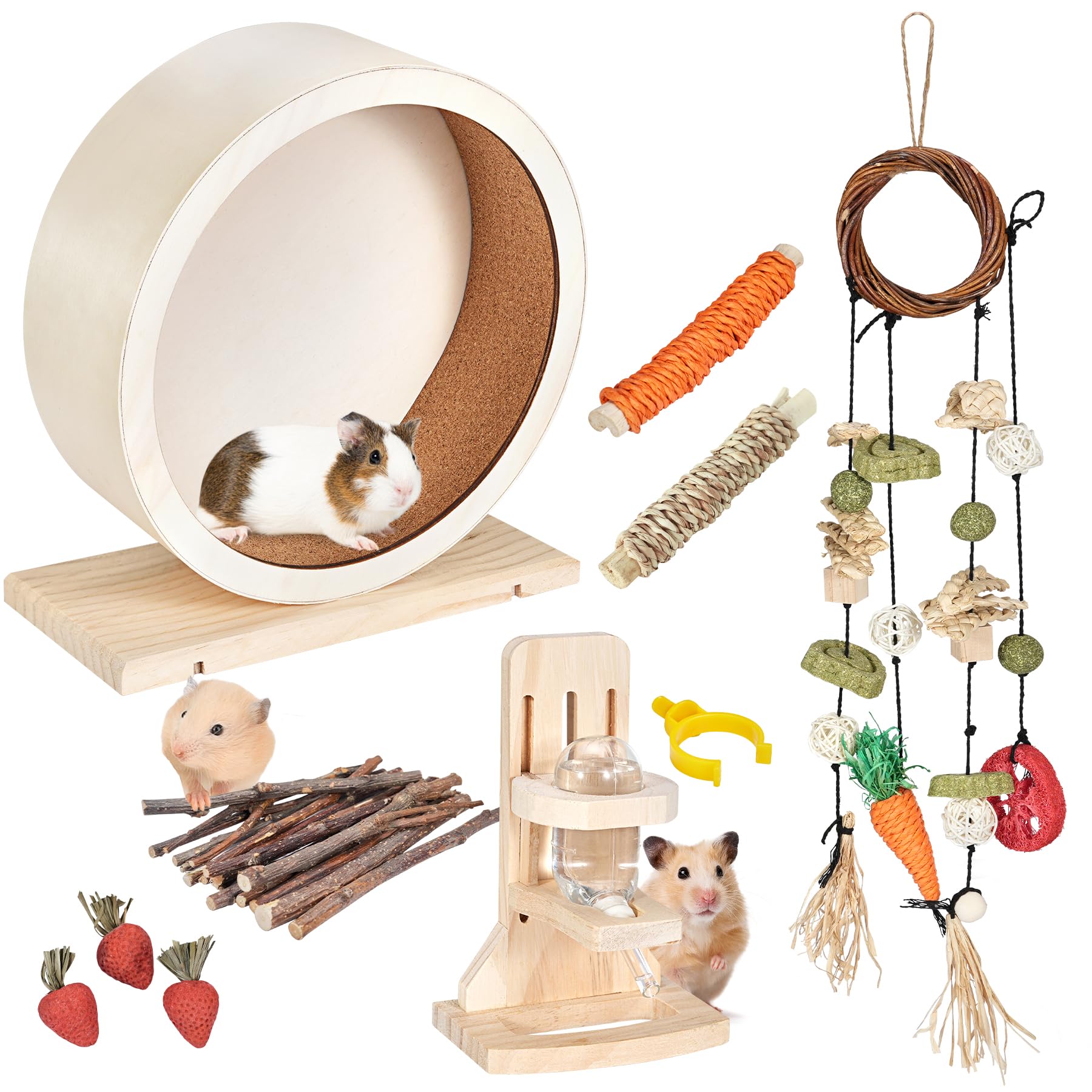 Snapklik.com : Antiai 9.8 Inch Wooden Hamster Exercise Wheel Set,Silent ...