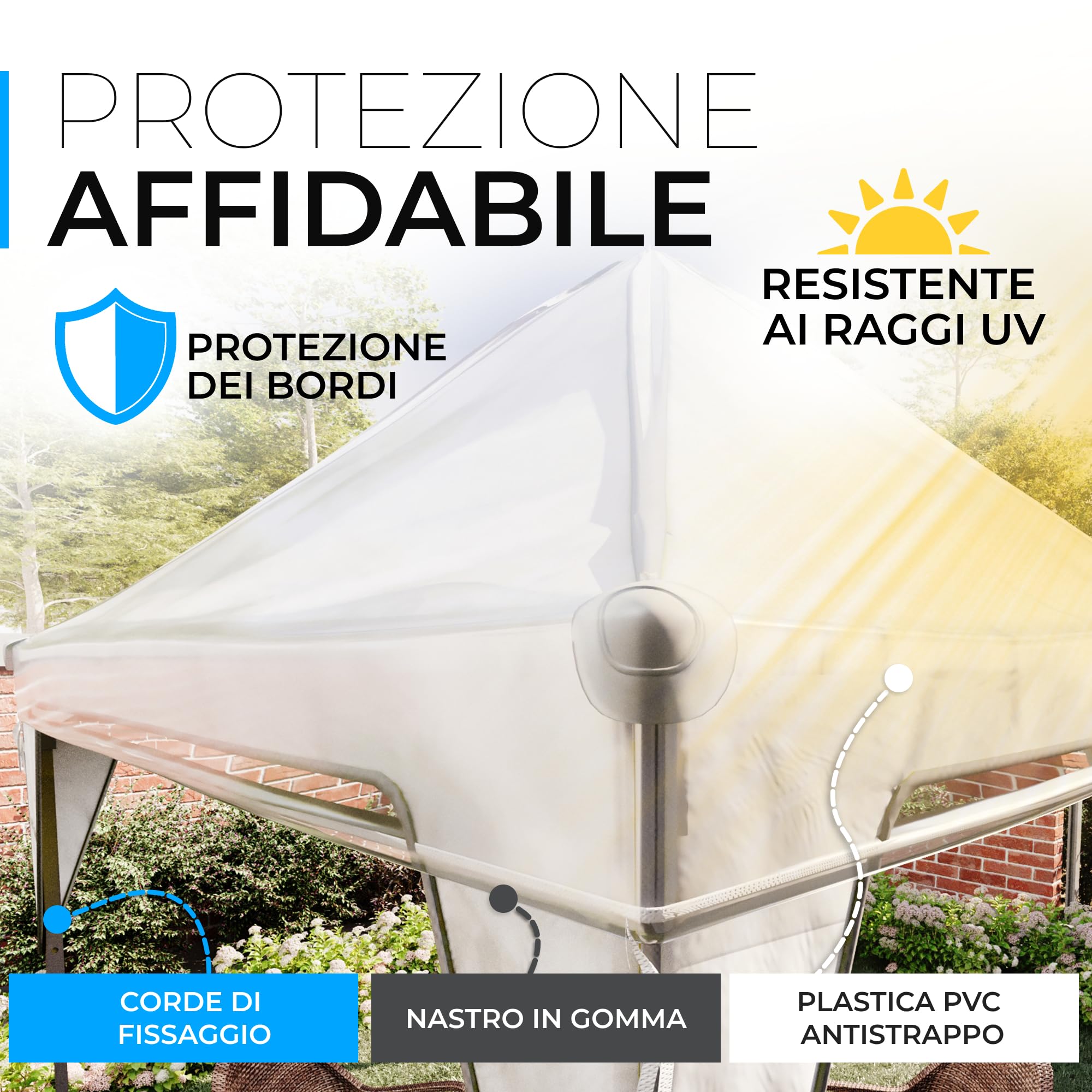 GRAFT copertura gazebo 3x3m | Protezione da pioggia | Ricambio impermeabile trasparente | Tenda giardino contro intemperie
