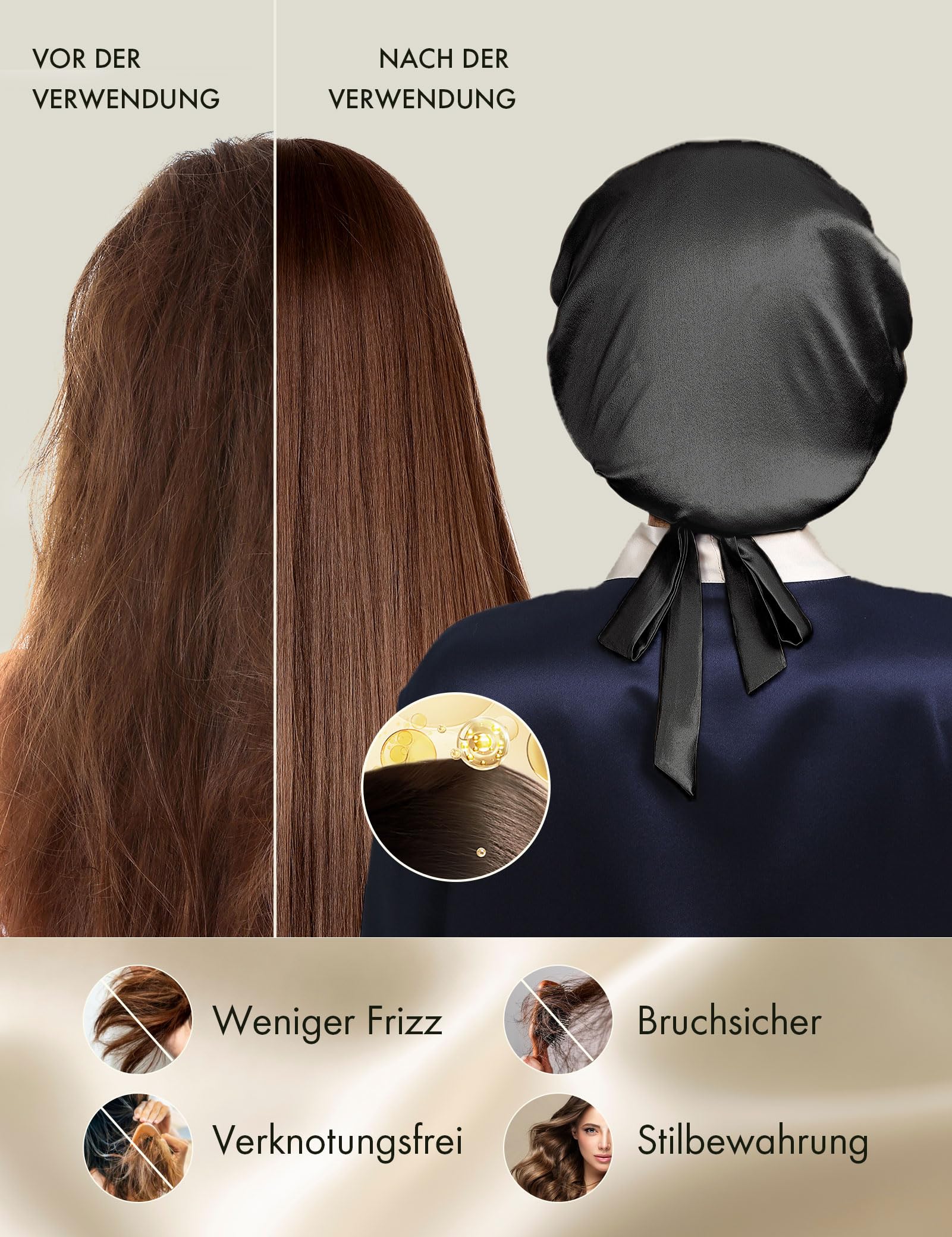 LilySilk Bonnet de Nuit en Soie pour Femme Bonnet Chapeau Bonnet De Sommeil Coiffure Soin Cheveux 19 Momme