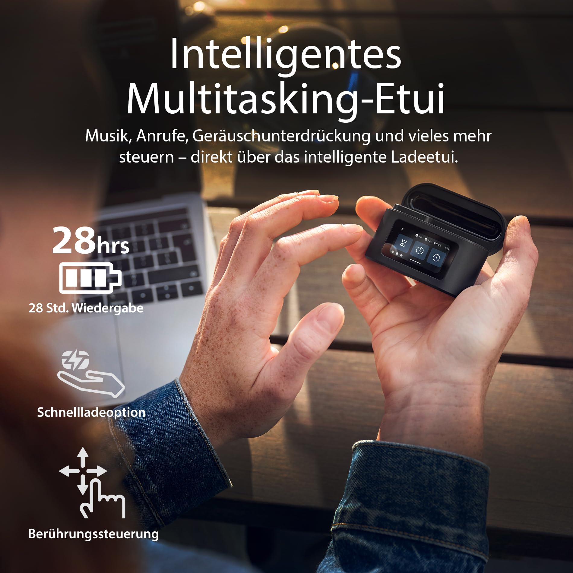 Philips TAT6100BK True Wireless In-Ear Kopfhörer mit Smart-Ladecase – Noise Cancelling, 4 Mikrofone, dynamischer Bass, 28 Std. Laufzeit, Bluetooth 5.4, IPX5, Touch-Steuerung – Schwarz