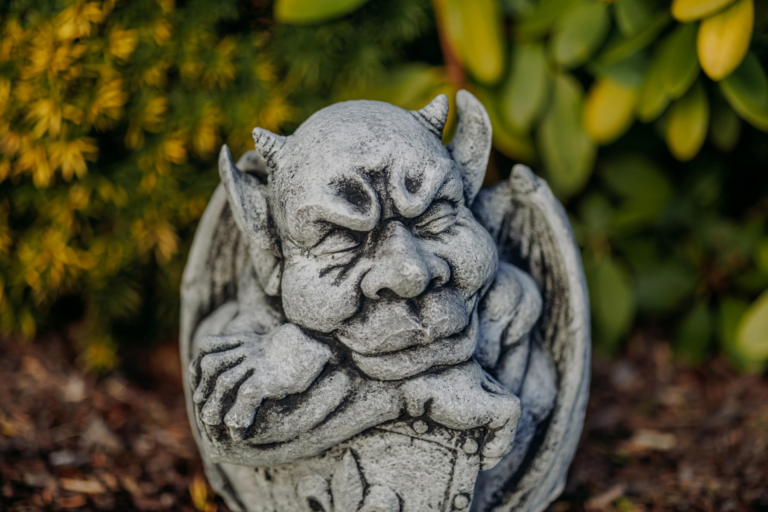 gartendekoparadies.de Gargoyle Torwächter Gartenfigur, 21 cm Höhe, Steinguss, Grau, Mittelalterlicher Stil, 4 kg, Grau, Steinguss, frostsicher für Außenbereich