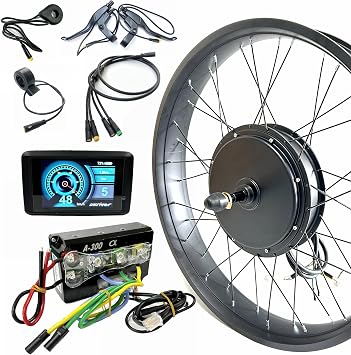 Electric Fat Bike 72V3000W 26x4.0 Hub Motor Kit Rear Drive 175 Dropout,With 60A controller Color Display Pedal sensor