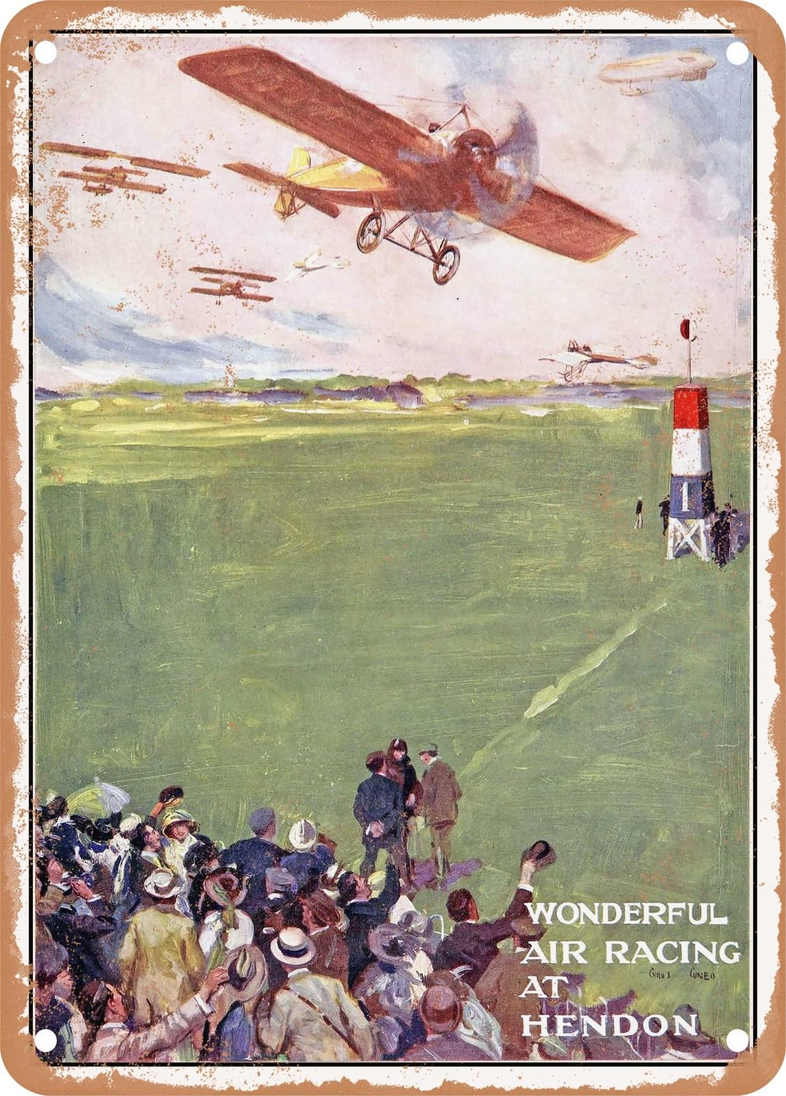 METAL SIGN - 1914 Wonderful Air Racing at Hendon Vintage Ad home decor