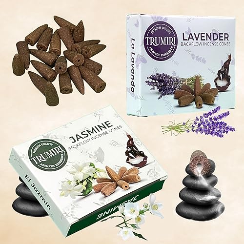 Miniatura 8 de Conos de incienso de reflujo  Paquete combinado de 20 conos de incienso en cascada  10 lavanda + 10 jazmín  Conos de incienso de reflujo  Conos de