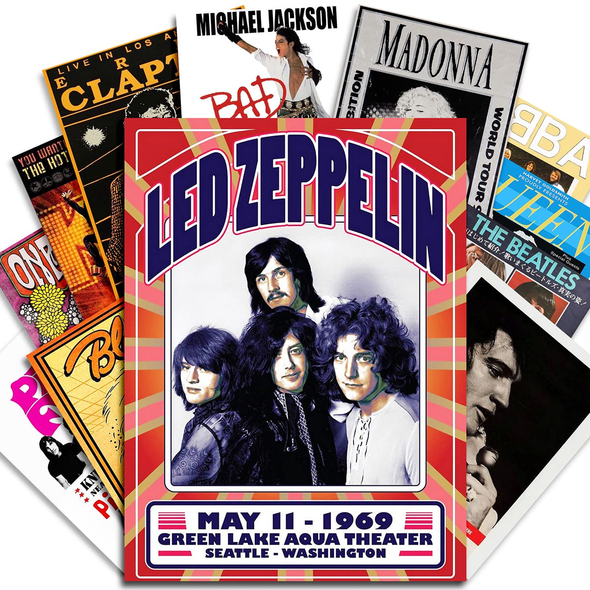 Vintage Rock Wall Collage Kit, Aesthetic Room Decor, Retro Music Concert Album Photo Wall