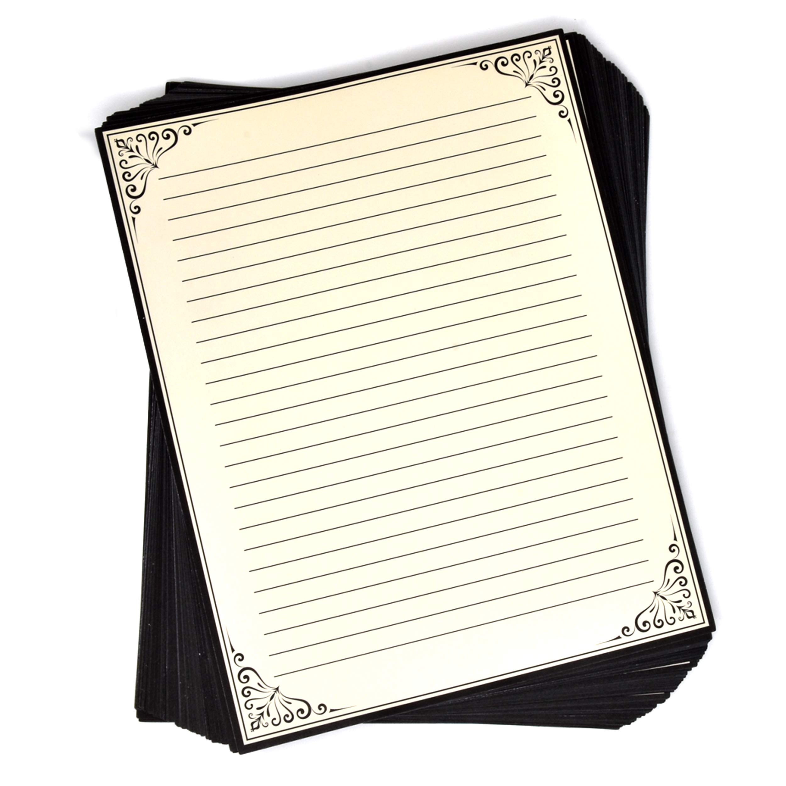 Gift Boutique - 100 Vintage Stationery Paper Elegant Retro Lined Sheets for Writing Poems Lyrics Letters Office Notes and Printing Supplies Cream 8.5" X 11" - Image 2