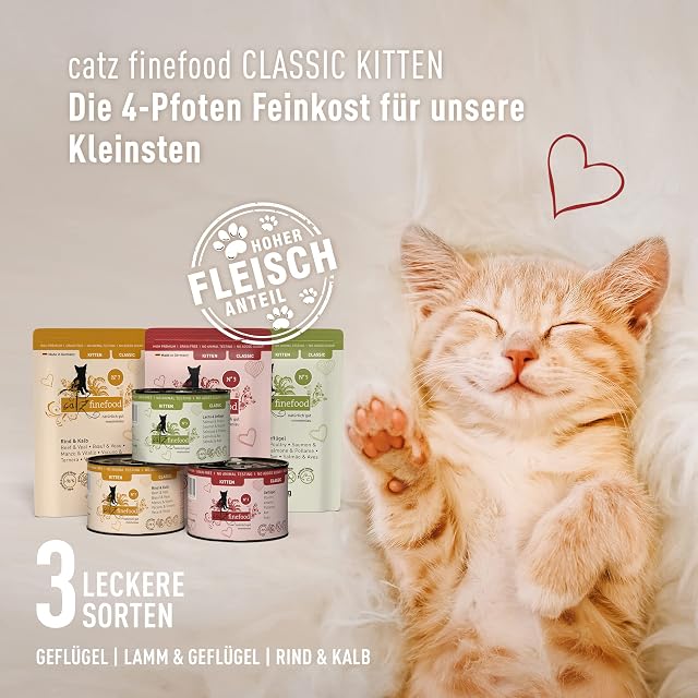 Foto 2 de 5 de catz finefood Comida húmeda para Gatos de salmón y Aves de Corral Kitten N 5, Comida húmeda para Gatos jóvenes