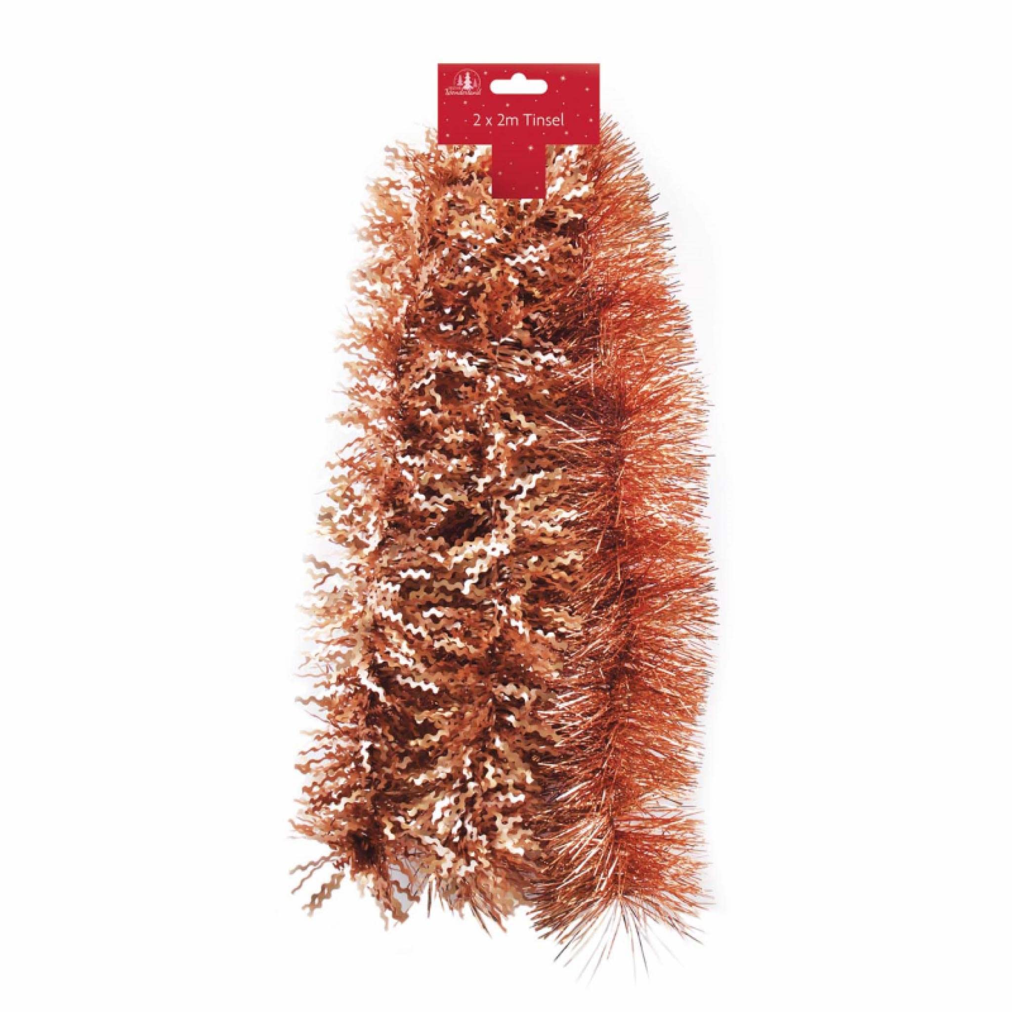 Tallon Berry Red 7163 Festive Wonderland Xmas Christmas Shiny Fine Cut & Matt Zig Zag Tinsel 12M - Copper