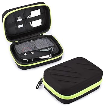 GadgetBite EVA Portable Pouch for Electronic Accessories USB Cables, Power Bank, Battery, Portable Hard Drive, SD Memory Card, Earphones, Travel Gadgets Travel Friendly Case(Black&Green) - image, photos