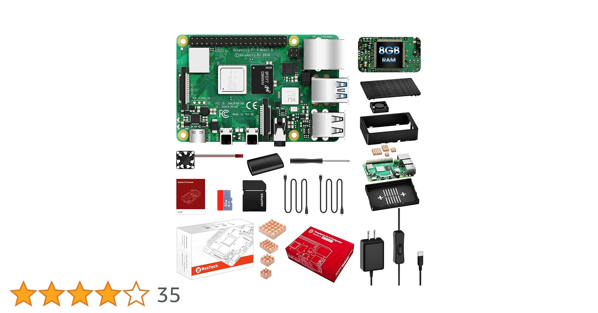 Amazon.co.jp: RasTech Raspberry Pi 4 Model B(RAM 8GB) Pi4 8gb