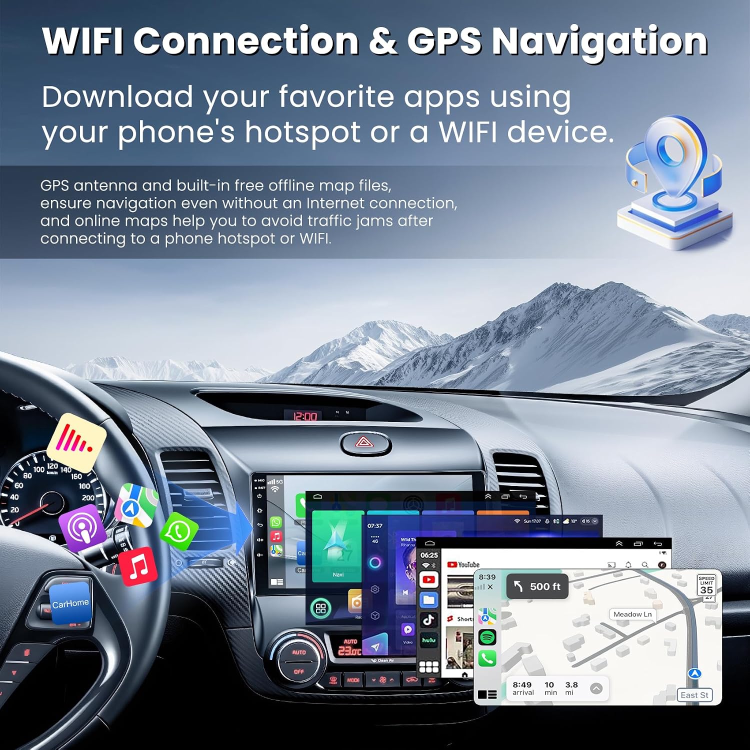 4G+64G Android 13 Car Radio for 2013-2018 KIA Forte K3 Cerato, 9 Inch Touch Screen Stereo with Wireless CarPlay, Android Auto, GPS Navi, 5G WiFi, Bluetooth 5.2, HD Rear Camera, SWC, FM Radio