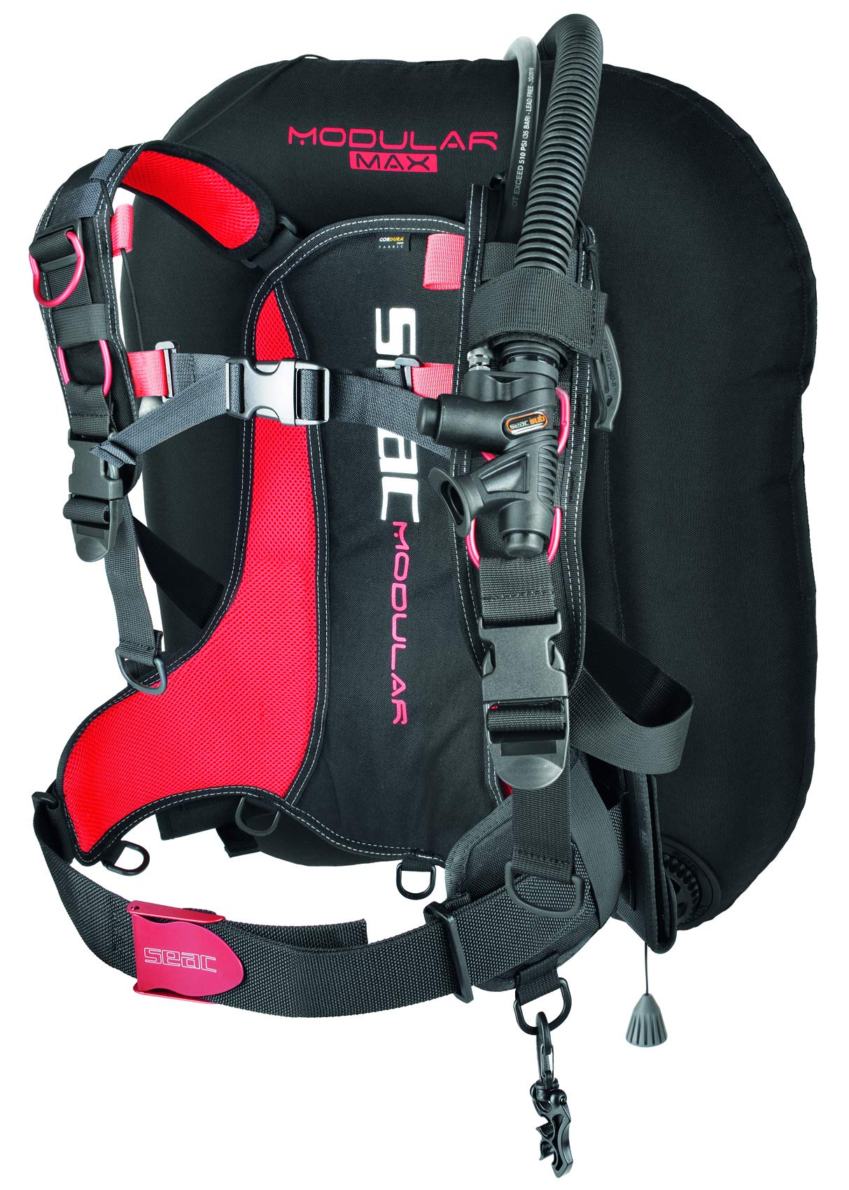 SEAC Modular MAX, Travel BCD for Dual Tanks, Interchangeable Scuba Diving Jacket, Lightweight, Black