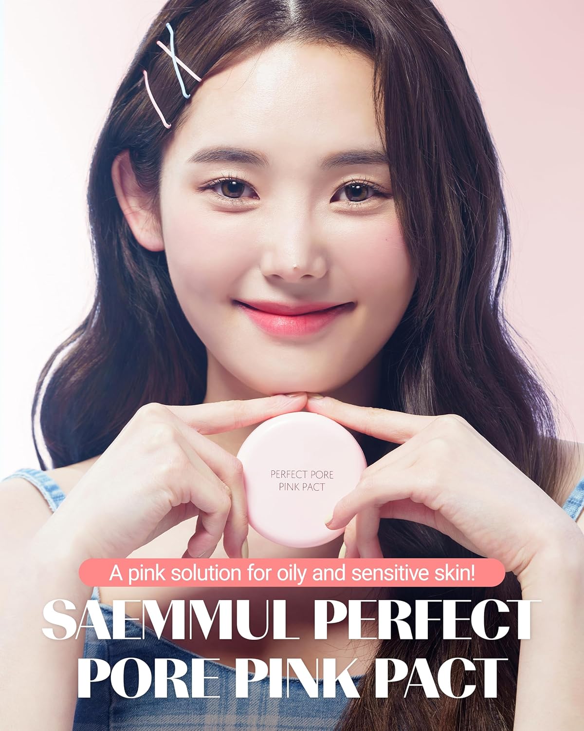 THESAEM Saemmul Perfect Pore Pink Pact - Sebum Control Face Powder with 15% Calamine for Oily Sensitive Skin - Oil Control Moisture System Compact - Korean Makeup Pressed Powder, 0.37 oz. 2 Pack - Image 2