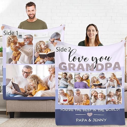 Miniatura 24 de Manta personalizada de doble cara, regalos de Navidad para familiares y amigos, manta personalizada con texto fotográfico para mamá, papá, abuela