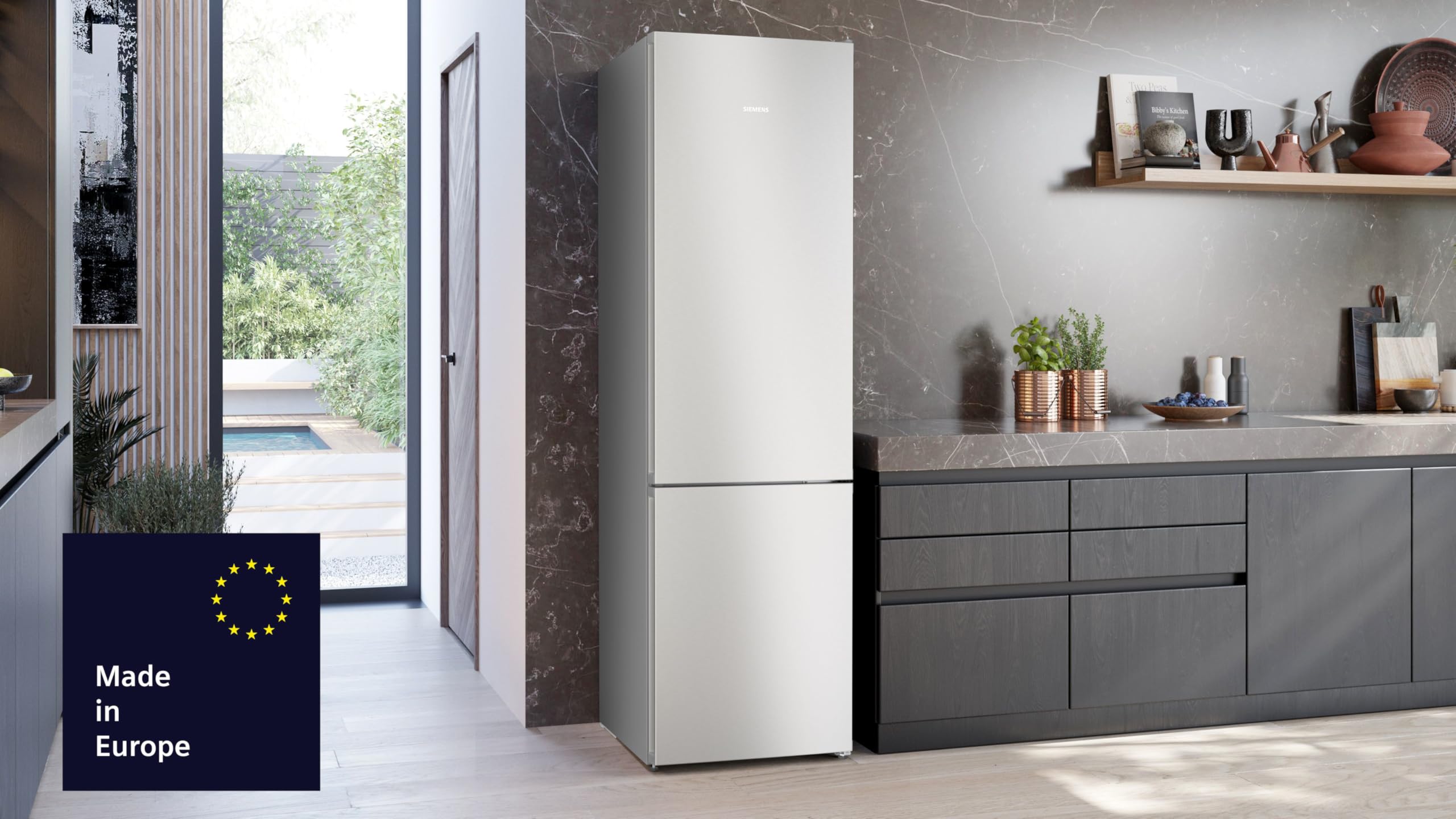 Siemens iQ300 Freistehende Kühl-Gefrier-Kombination 203 x 60 cm, KG39NVICG, 260 L Kühlen & 103 L Gefrieren, Total noFrost, Nahtlose Platzierung, hyperFresh Technologie, LED-Beleuchtung, Edelstahl