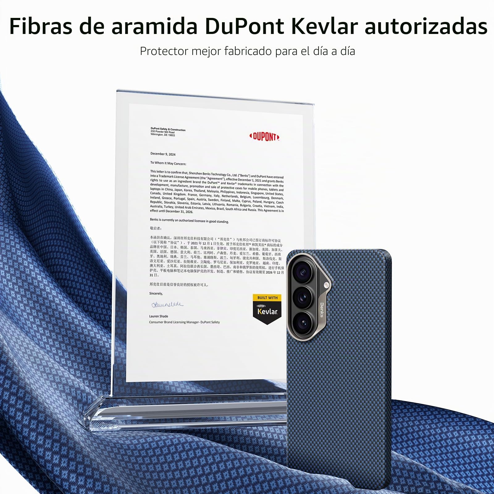 BENKS ArmorTint Funda para Samsung Galaxy S26 6,3 Pulgadas, Carcasa Delgada Ligera, Fabricado con Fibra de Aramida Kevlar, Magnética Funda para Samsung S26 Case, Azul Starlight