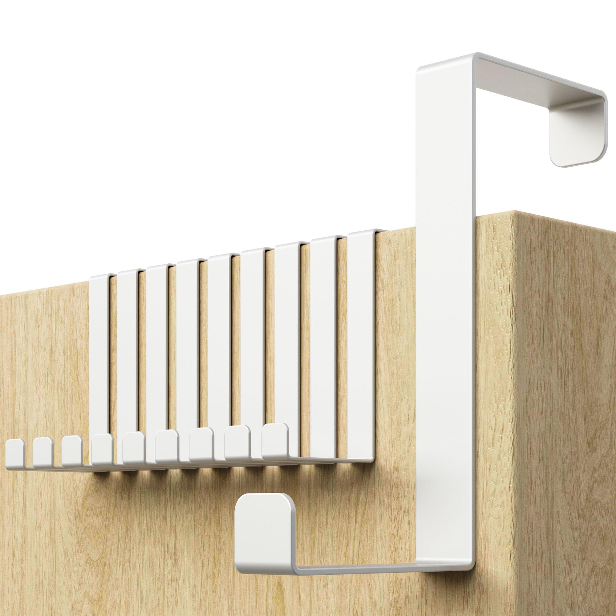 Menz Stahlwaren Over Door Hanger - Set of 10 - White Coat Hooks for Width 1.4" and 1.6" - Over Door Hook for Hanging Clothes Coat Hooks