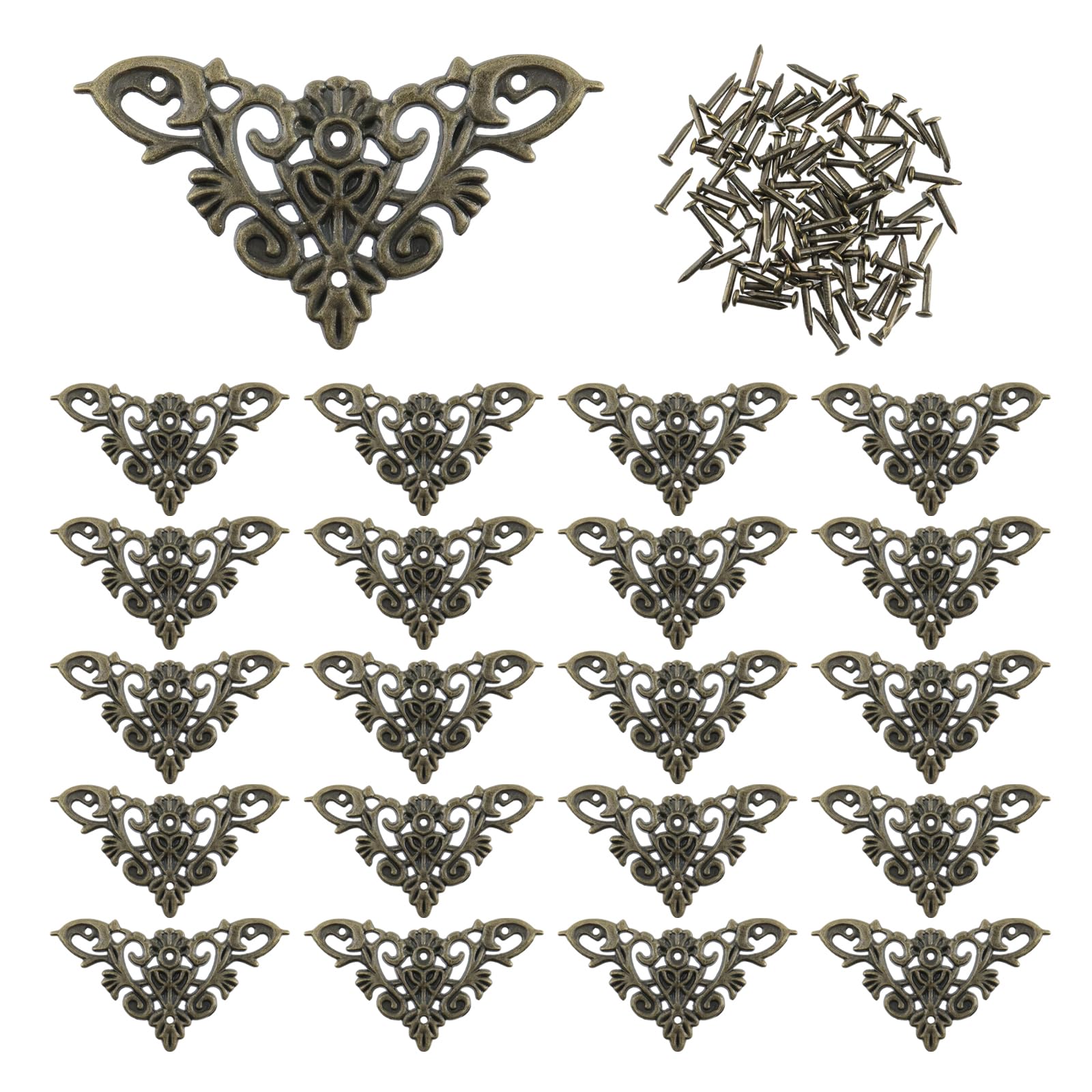 T Tulead Vintage Furniture Covers 2.5"x1.8"x1.8" Box Edge Corner Protectors Garniture Decorative Right Angle Corner Guard Bronze Triangle Edge Shelf