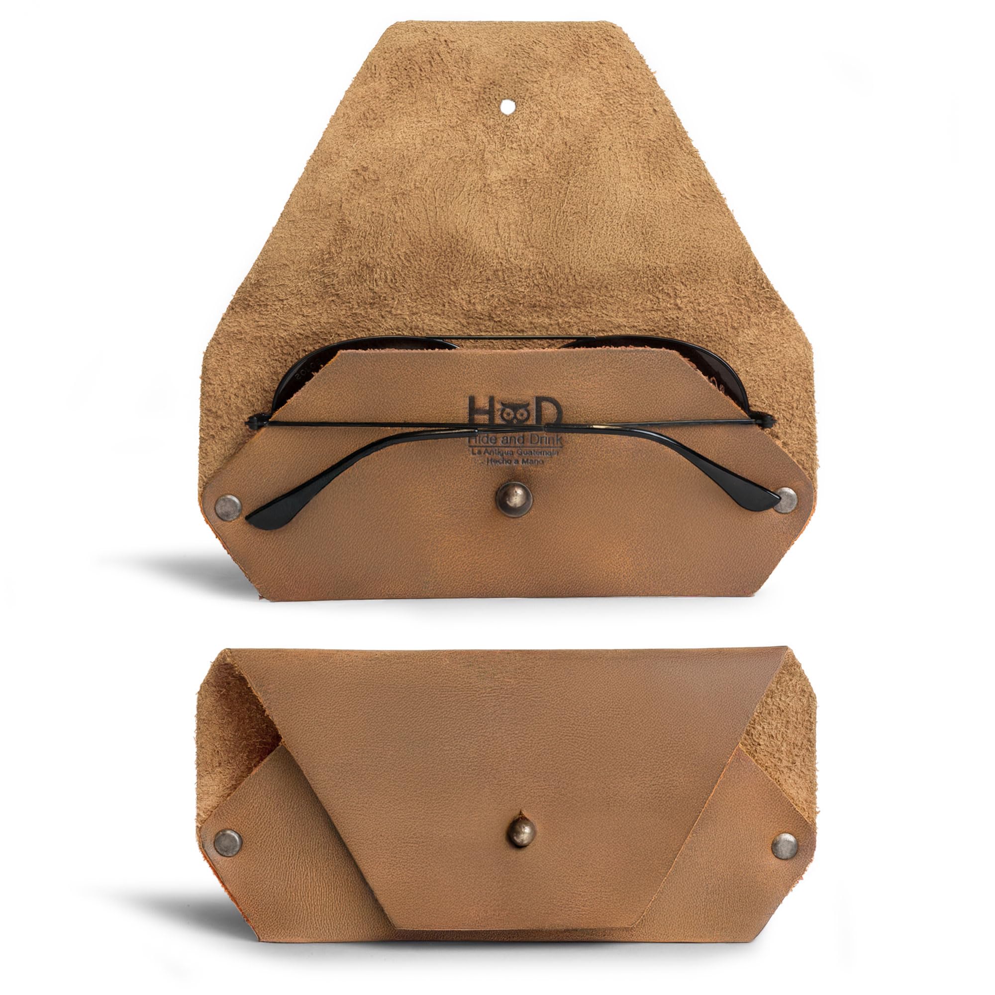 Hide & Drink, Étui de protection pour lunettes de soleil, idéal pour l'extérieur et les voyages, cuir pleine fleur, fait à la main
