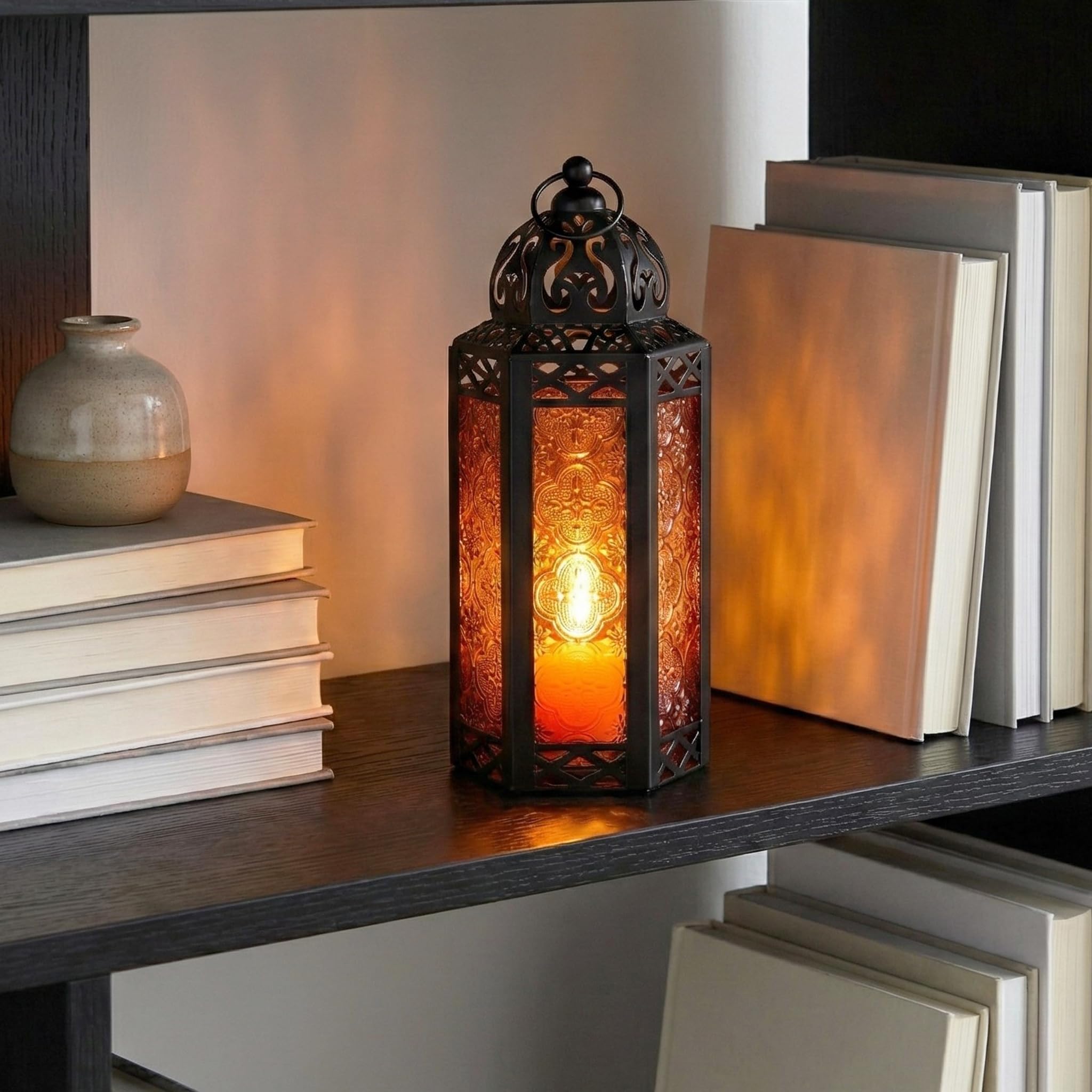 Lanterne in stile marocchino, metallo, Orange, medium