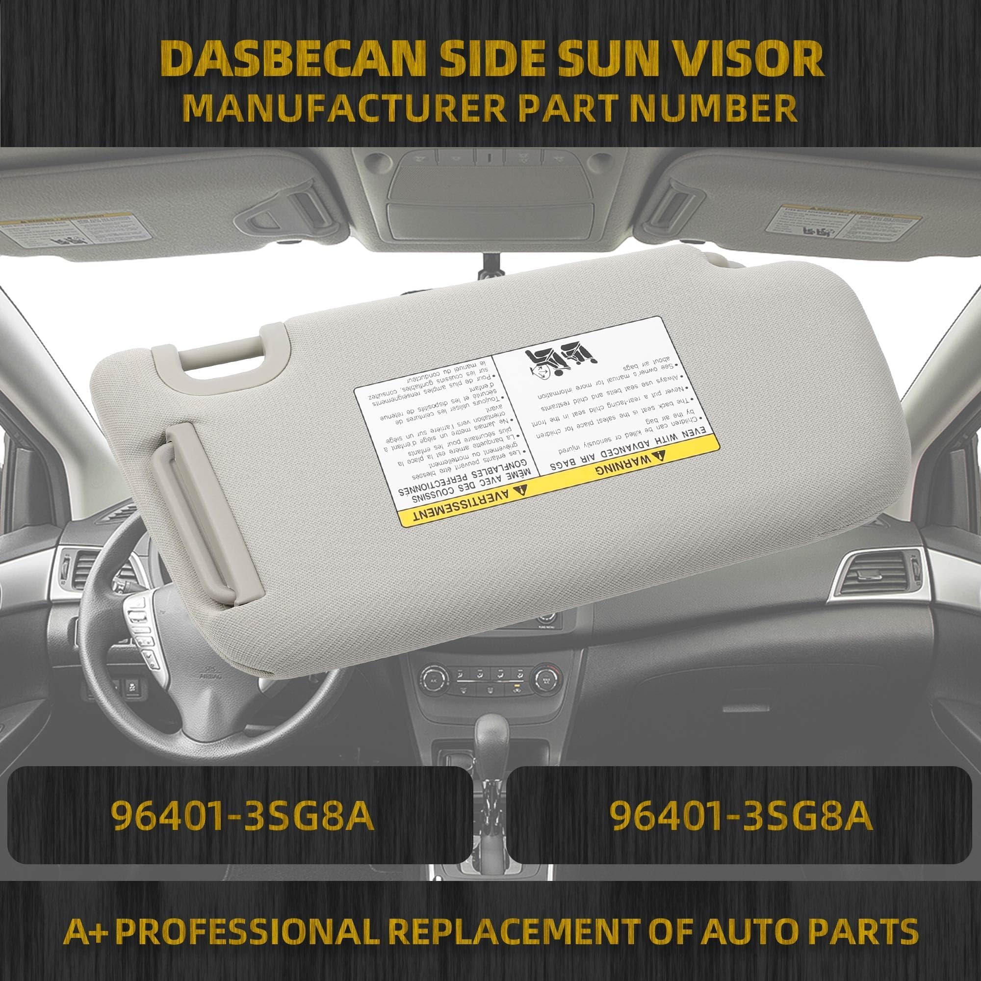Amazon.com: Dasbecan Left Driver Side Sun Visor w/o Light