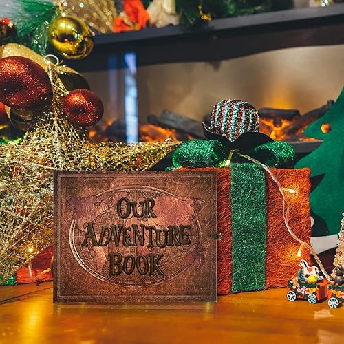 Miniatura 8 de Libro de Aventuras Álbum de Recortes Diario de Viaje Libro de Fotos con Cubierta de Letras en Relieve - Álbum de Fotos de Memoria Grande DIY Hecho a