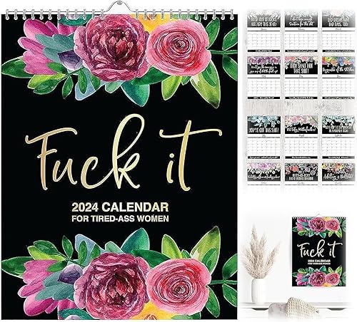 Miniatura 2 de Calendario 2024 "Fuck It" para mujeres cansadas con el culo de fu-ck it, calendario de pared para mujeres cansadas, divertido juramento,