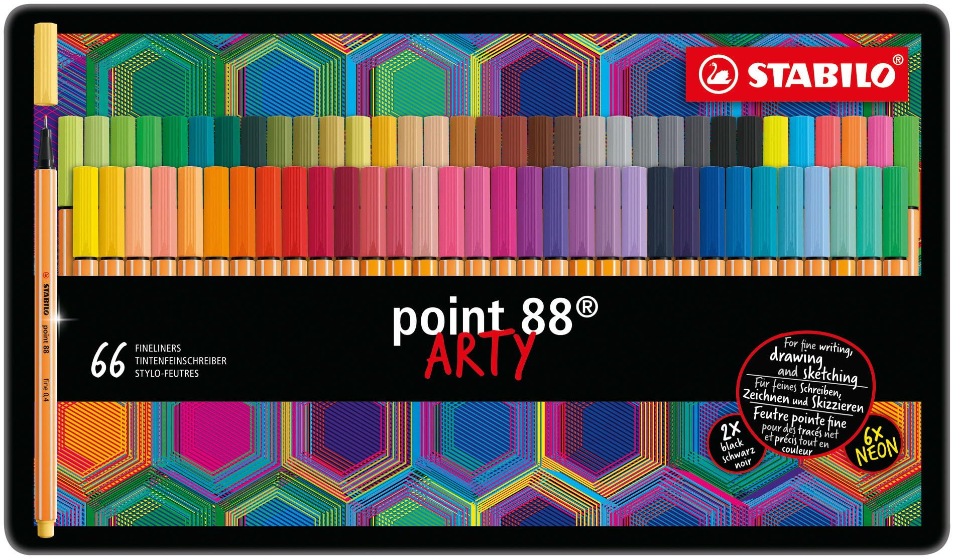 STABILO - cienkopis - point 88 | ARTY, metalowe etui 66 sztuk