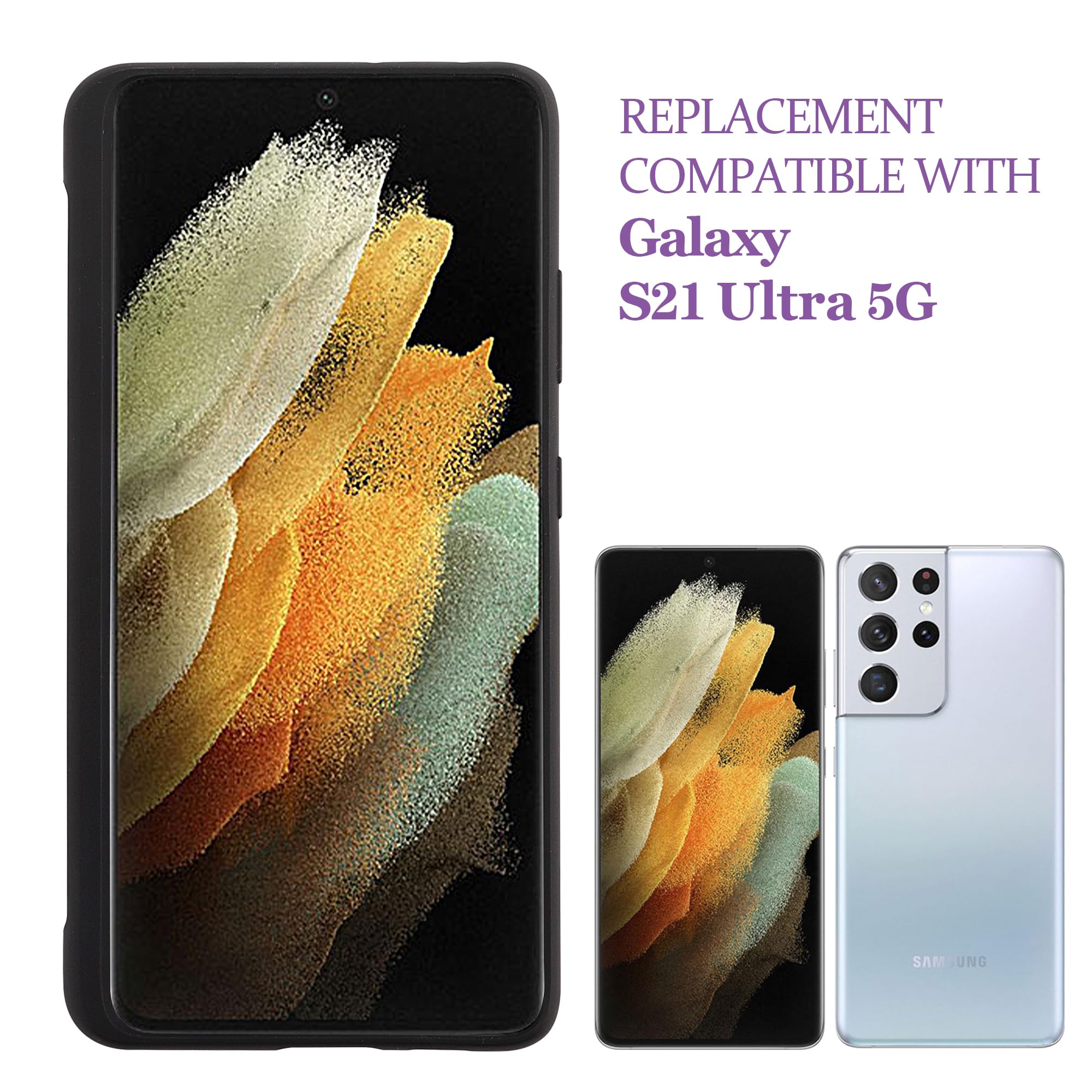 Custodia compatibile con Samsung Galaxy S21 Ultra 5G (S-Pen non inclusa), in silicone, antiurto, sottile e maneggevole, nero