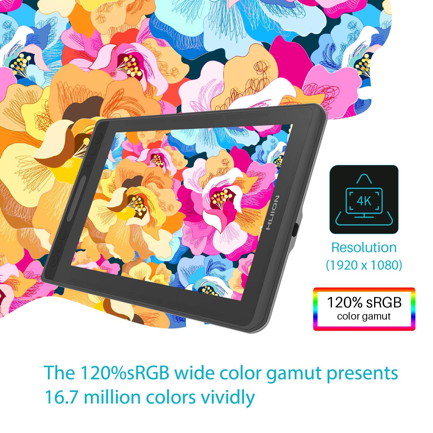 HUION Kamvas Pro 12 Drawing Tablet with Battery-Free Stylus