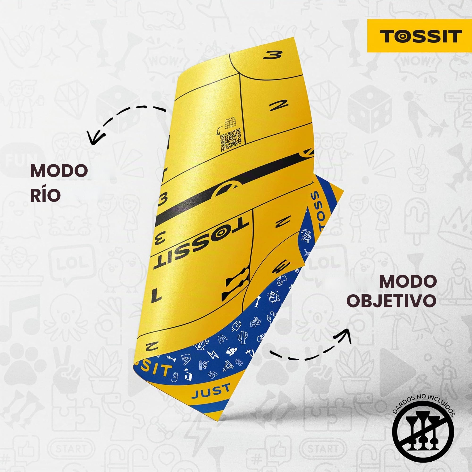 TOSSIT Tablero de Juego para Dardos, Petanca Interior Exterior, Silicona, Múltiples Modos de Juego, Diversión con Amigos y Familia, Transportable y Rodante, Versión Family