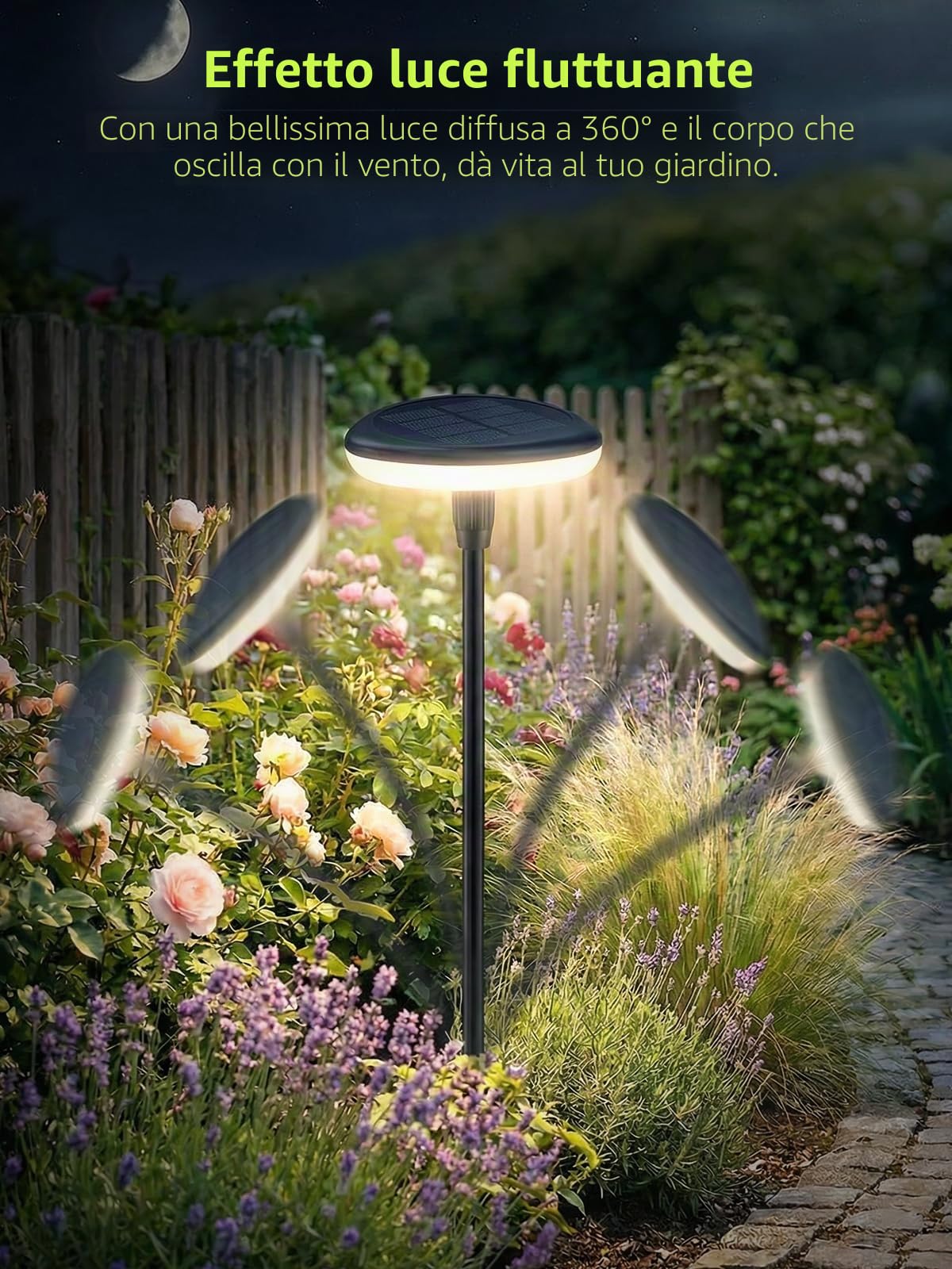 Luci Solari da Giardino 4 Pezzi, per Esterno Cortile, Prato,Terra | Bianco Caldo Lampada Solare da Esterno con 1000mAh, LED Luci Solari Giardino 34 lumen, IP65 Impermeabile
