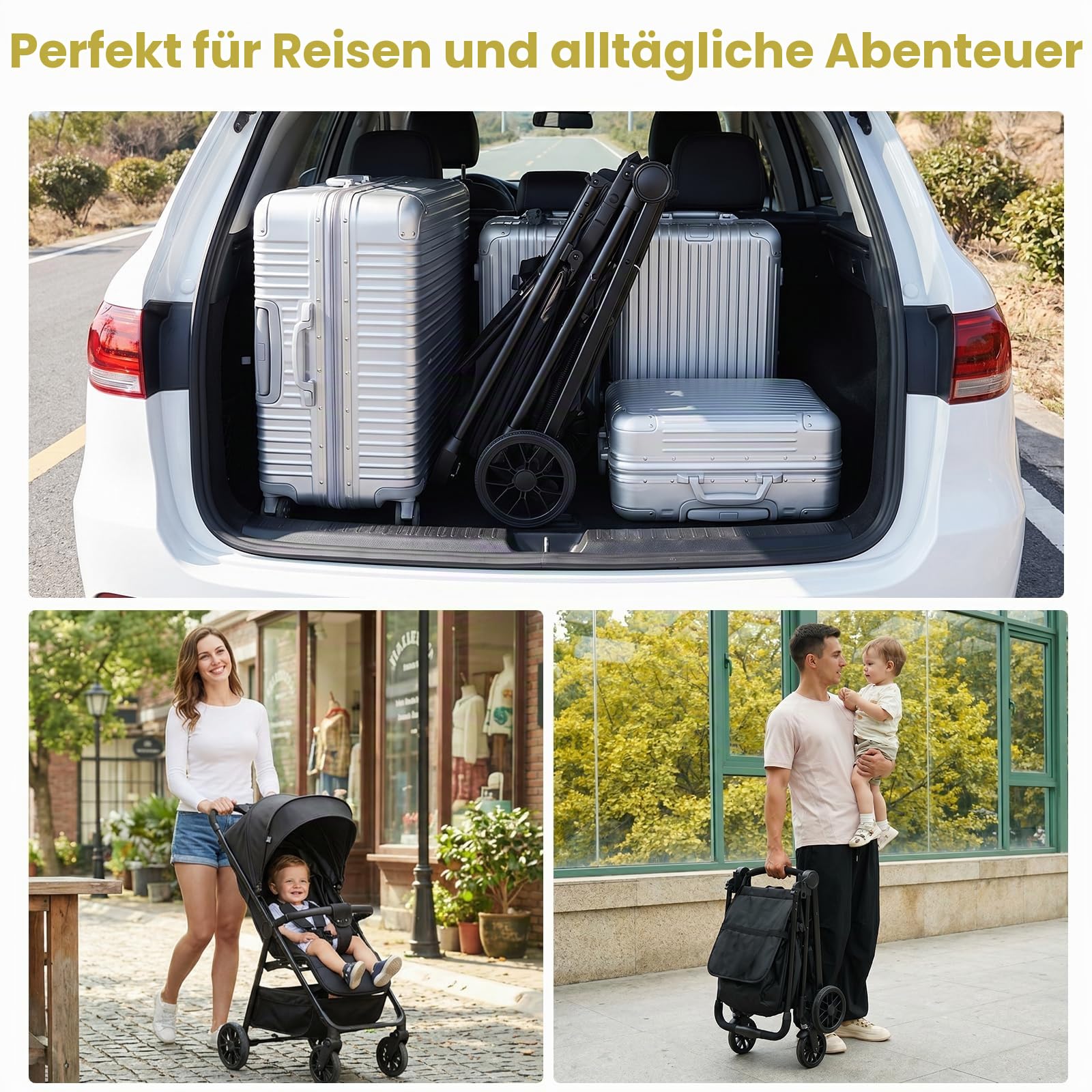 UBRAVOO Kinderwagen Buggy für Kleinkinder mit Liegesitz, ultrakompakter Reisebuggy klein zusammenklappbar, leichtem Travel Buggy mit Aufbewahrungskorb, Baldachin & Elterngriff als Pushchair